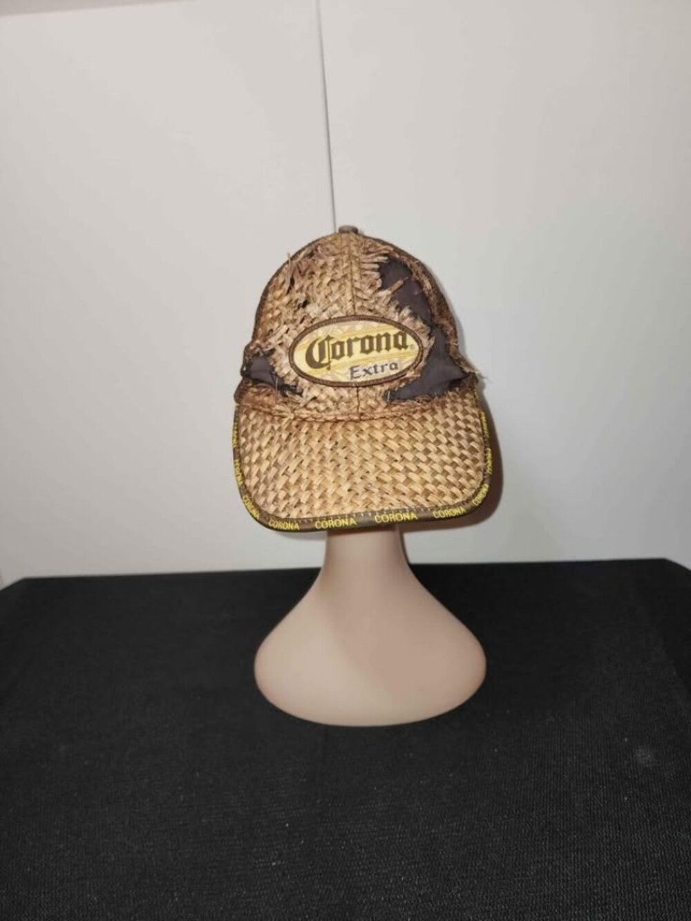 Corona Extra Distressed Straw Baseball style cap hat Adult One Size B2